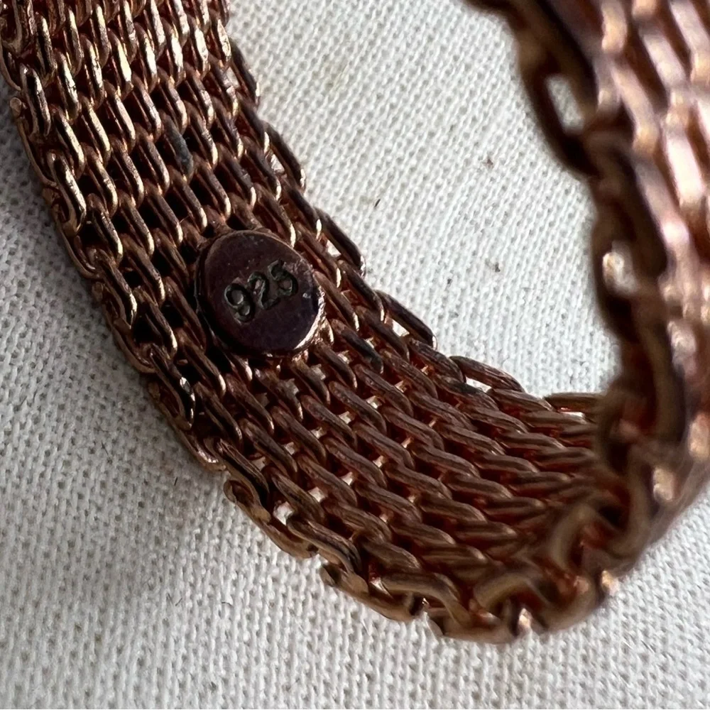 925 Rose Gold Tone Flex Mesh Band Size 10 B5 - Picture 2 of 4